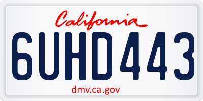 CA license plate 6UHD443
