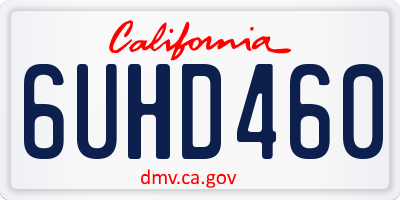 CA license plate 6UHD460