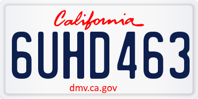 CA license plate 6UHD463