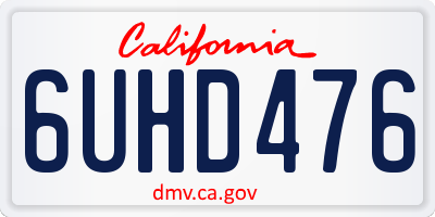 CA license plate 6UHD476