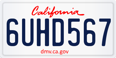 CA license plate 6UHD567