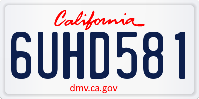 CA license plate 6UHD581