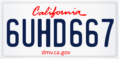 CA license plate 6UHD667