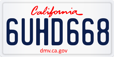 CA license plate 6UHD668