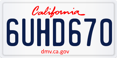 CA license plate 6UHD670