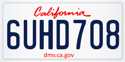 CA license plate 6UHD708