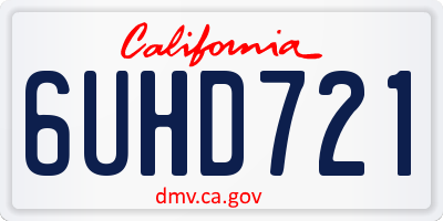 CA license plate 6UHD721