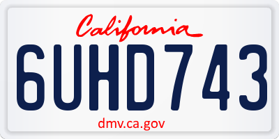 CA license plate 6UHD743