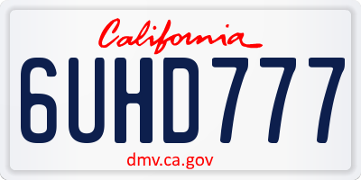 CA license plate 6UHD777
