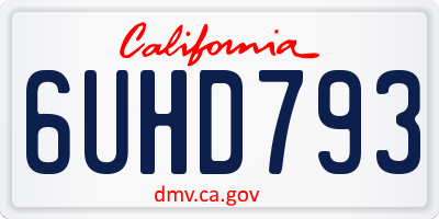 CA license plate 6UHD793