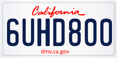 CA license plate 6UHD800