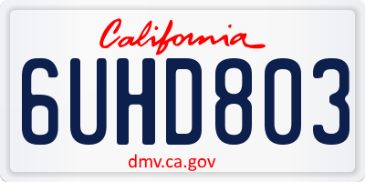 CA license plate 6UHD803