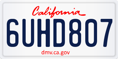 CA license plate 6UHD807