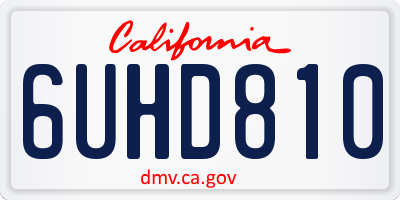 CA license plate 6UHD810