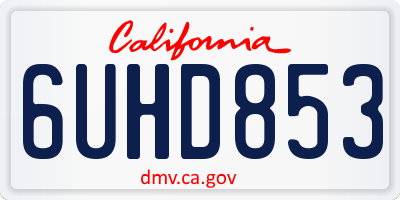 CA license plate 6UHD853