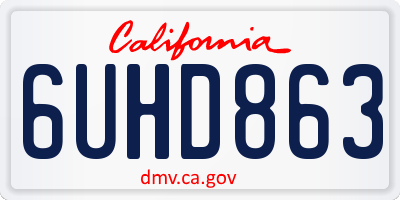 CA license plate 6UHD863
