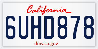 CA license plate 6UHD878