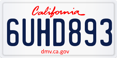 CA license plate 6UHD893