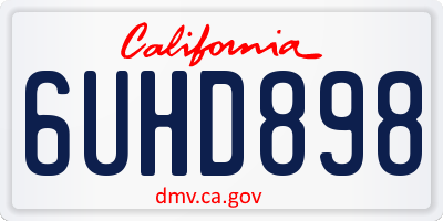 CA license plate 6UHD898