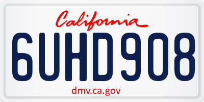 CA license plate 6UHD908