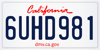 CA license plate 6UHD981