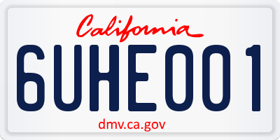 CA license plate 6UHE001