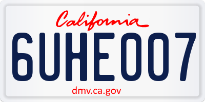 CA license plate 6UHE007