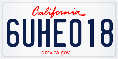 CA license plate 6UHE018
