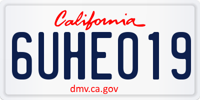 CA license plate 6UHE019