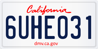 CA license plate 6UHE031