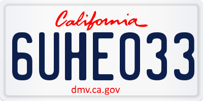 CA license plate 6UHE033