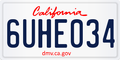 CA license plate 6UHE034