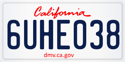 CA license plate 6UHE038