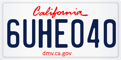 CA license plate 6UHE040
