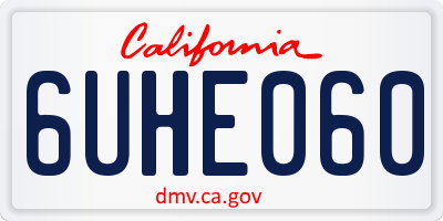 CA license plate 6UHE060