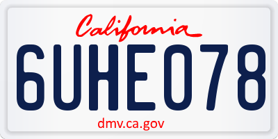 CA license plate 6UHE078
