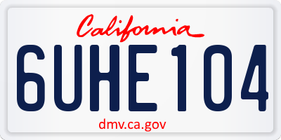 CA license plate 6UHE104