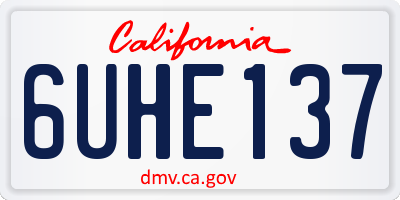 CA license plate 6UHE137