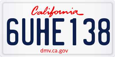 CA license plate 6UHE138