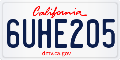 CA license plate 6UHE205