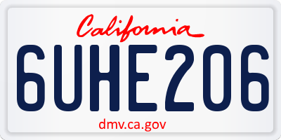 CA license plate 6UHE206