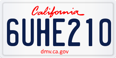 CA license plate 6UHE210
