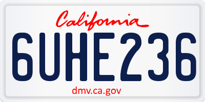 CA license plate 6UHE236