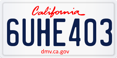 CA license plate 6UHE403