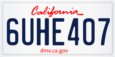 CA license plate 6UHE407
