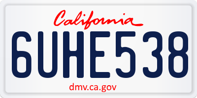 CA license plate 6UHE538