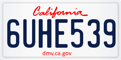 CA license plate 6UHE539