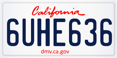 CA license plate 6UHE636