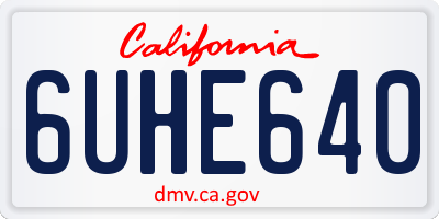 CA license plate 6UHE640