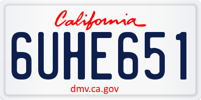 CA license plate 6UHE651